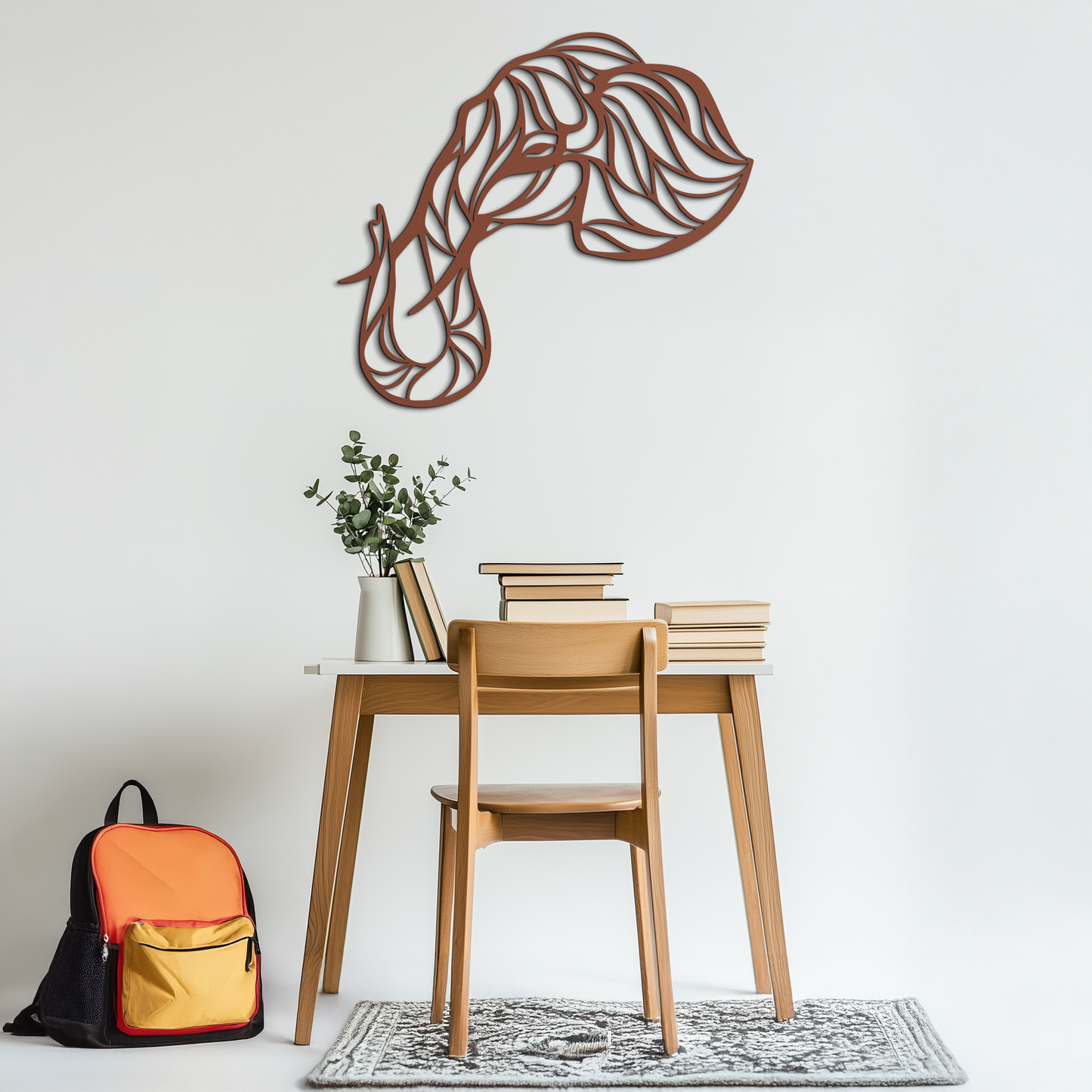 Geometric Elephant Head Metal Wall Art - Modern Decor