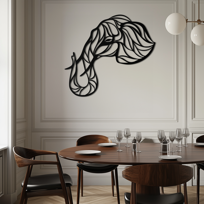 Geometric Elephant Head Metal Wall Art - Modern Decor