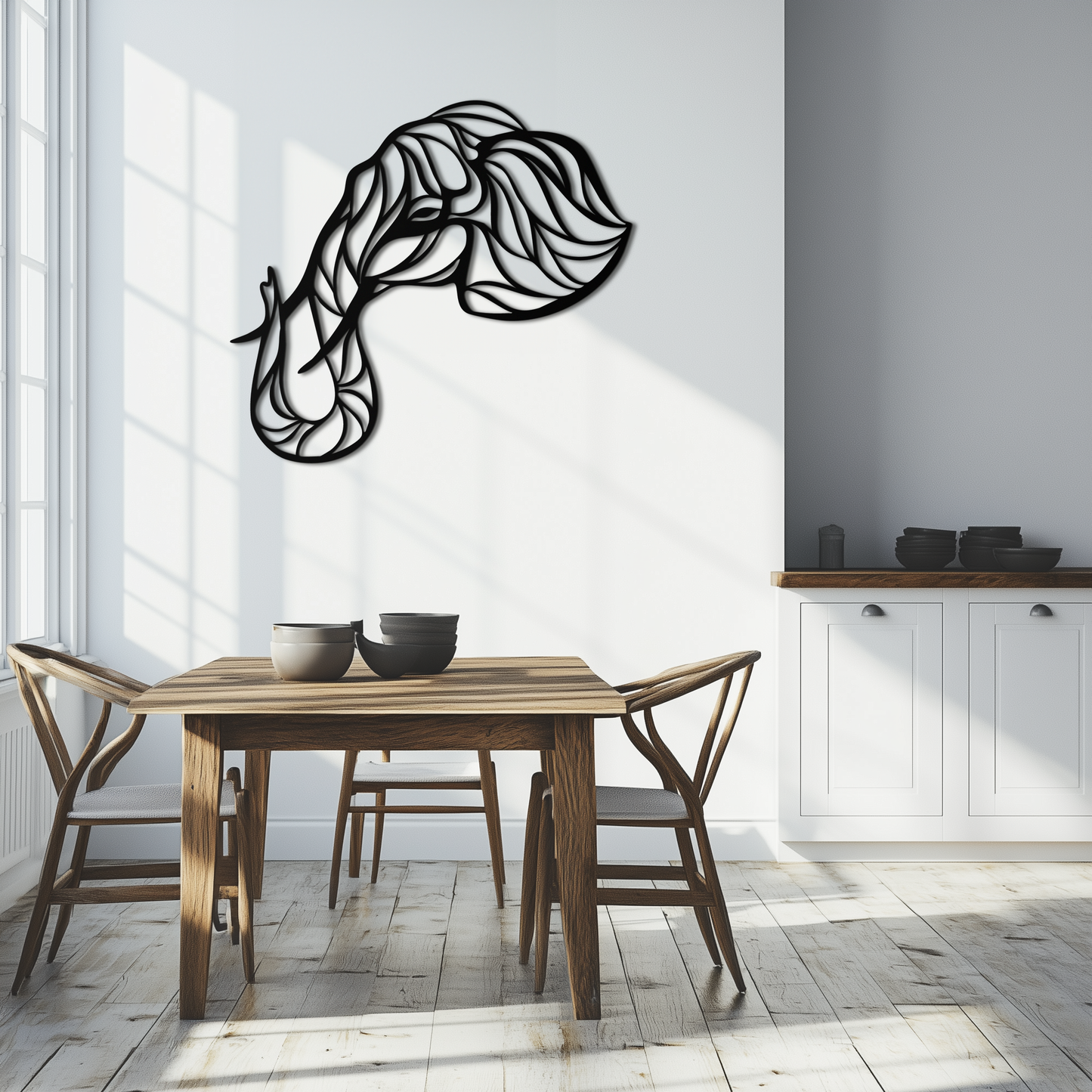 Geometric Elephant Head Metal Wall Art - Modern Decor
