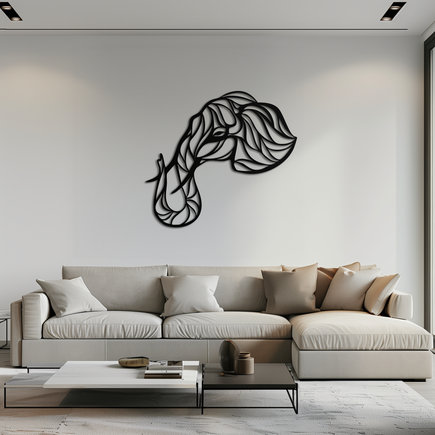 Geometric Elephant Head Metal Wall Art - Modern Decor