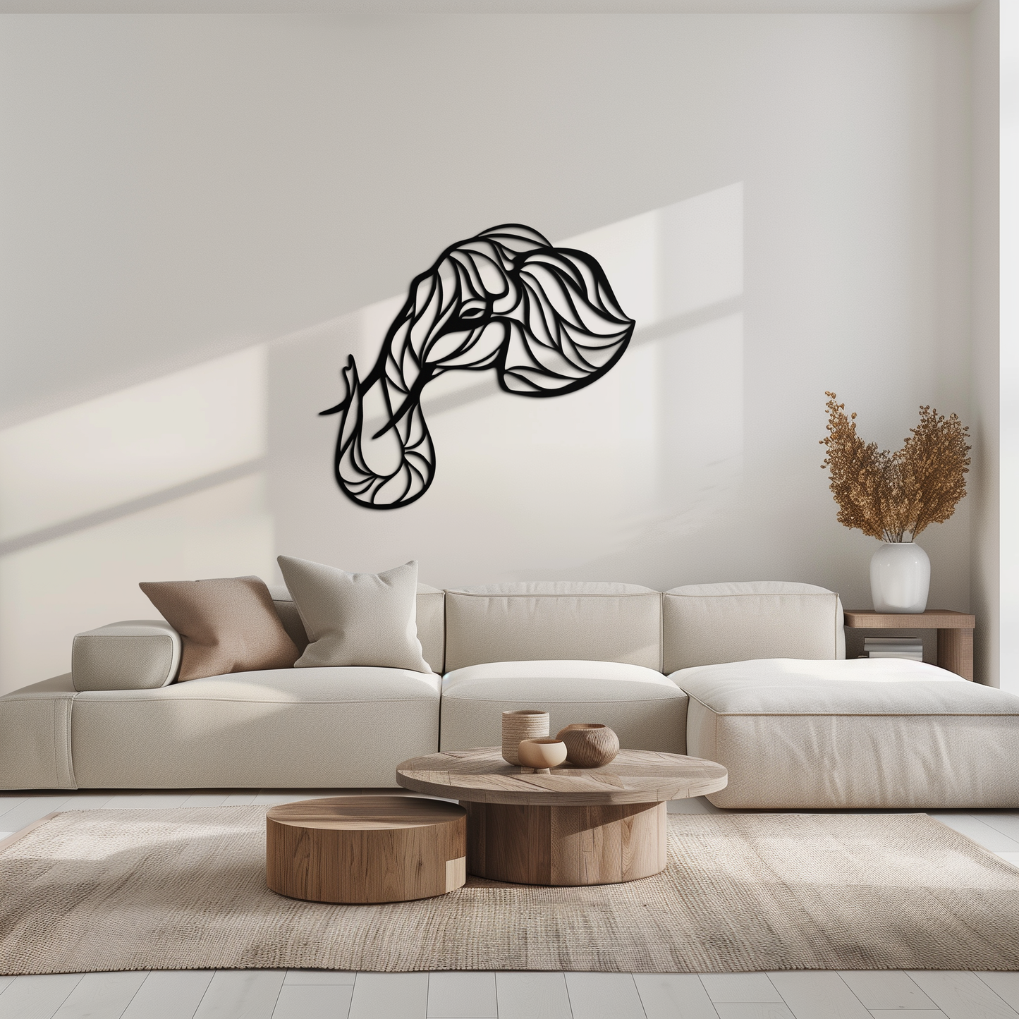 Geometric Elephant Head Metal Wall Art - Modern Decor