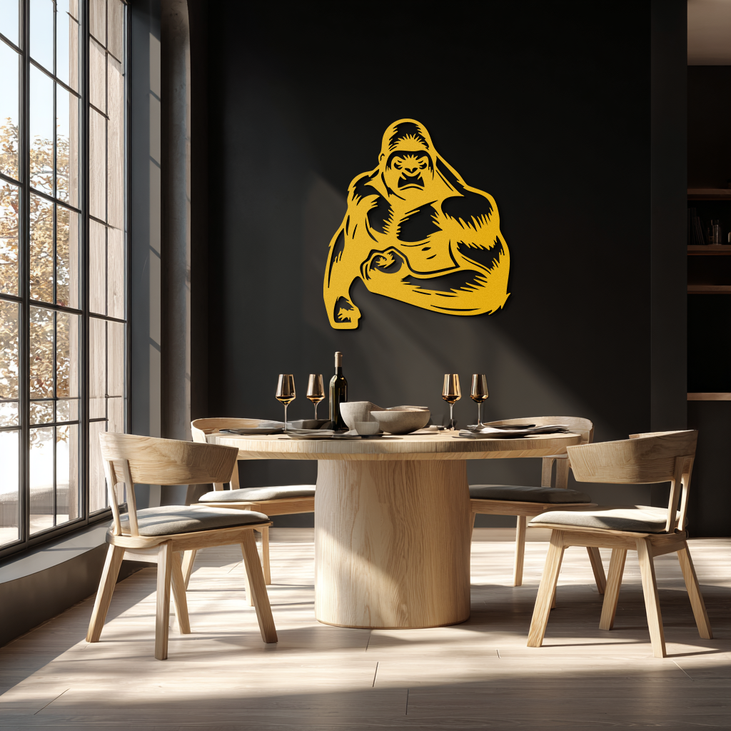 Angry Gorilla Metal Wall Art – Fierce Jungle Animal Decor for Gym and Man Cave- KAF592