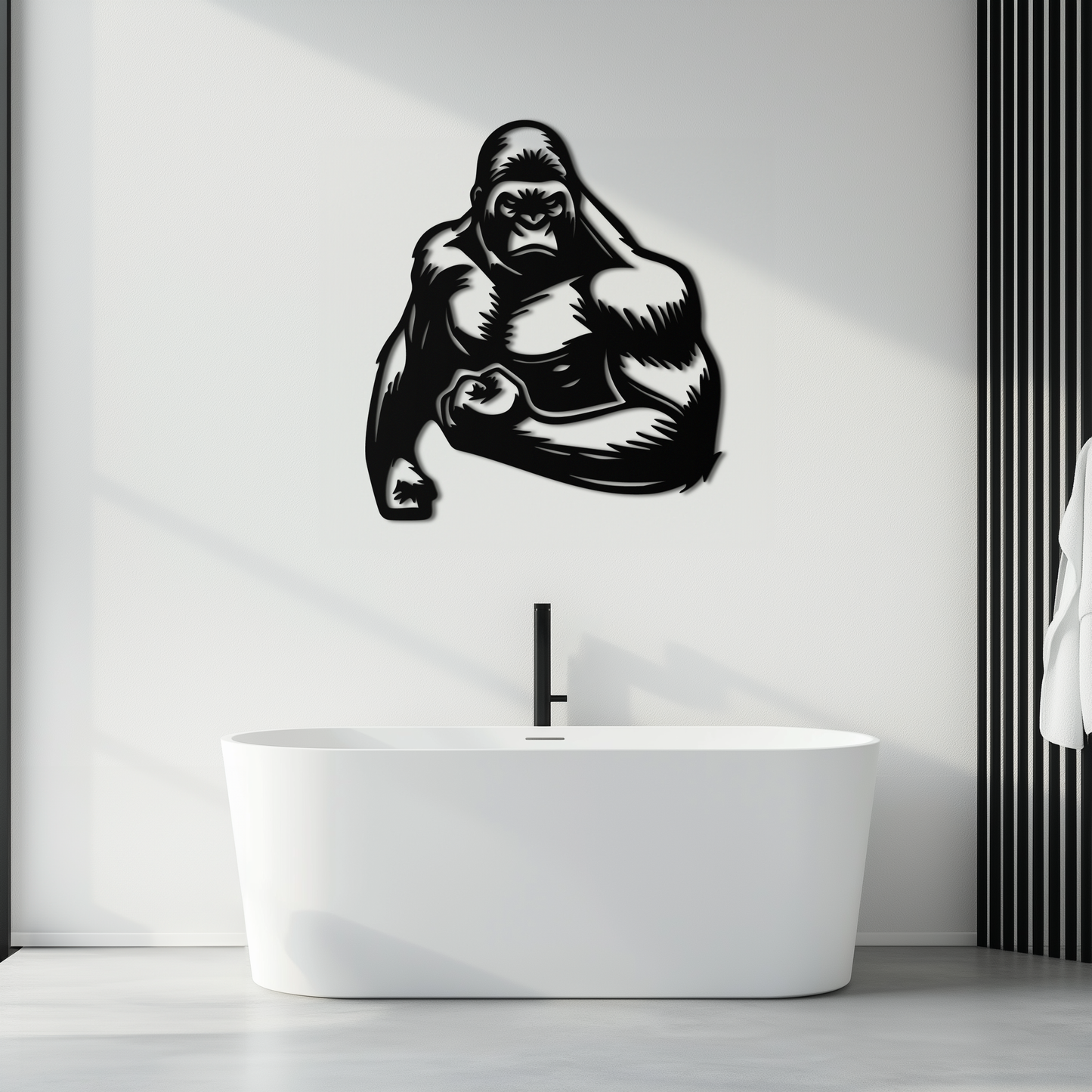 Angry Gorilla Metal Wall Art – Fierce Jungle Animal Decor for Gym and Man Cave- KAF592