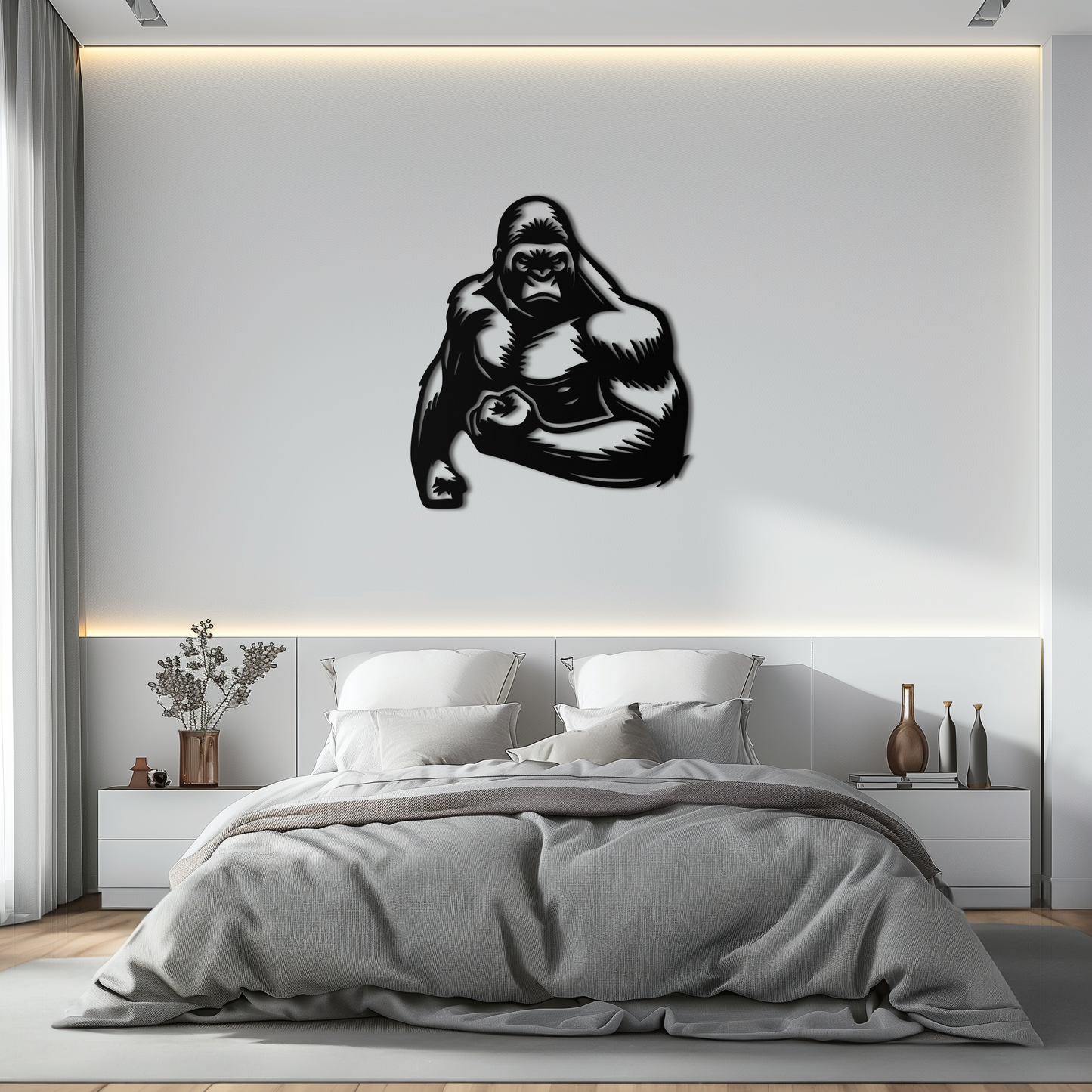 Angry Gorilla Metal Wall Art – Fierce Jungle Animal Decor for Gym and Man Cave- KAF592