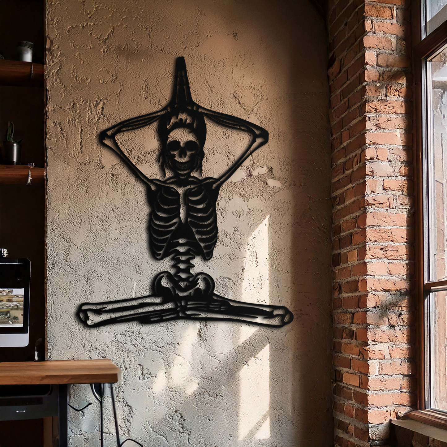 Skeleton Yoga Pose Metal Wall Art