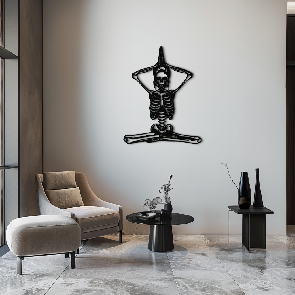 Skeleton Yoga Pose Metal Wall Art