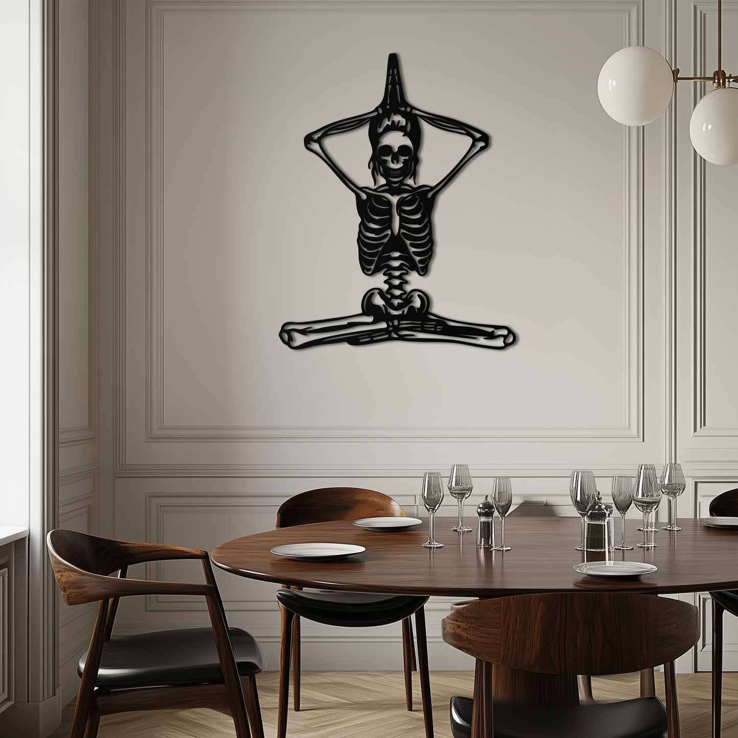 Skeleton Yoga Pose Metal Wall Art