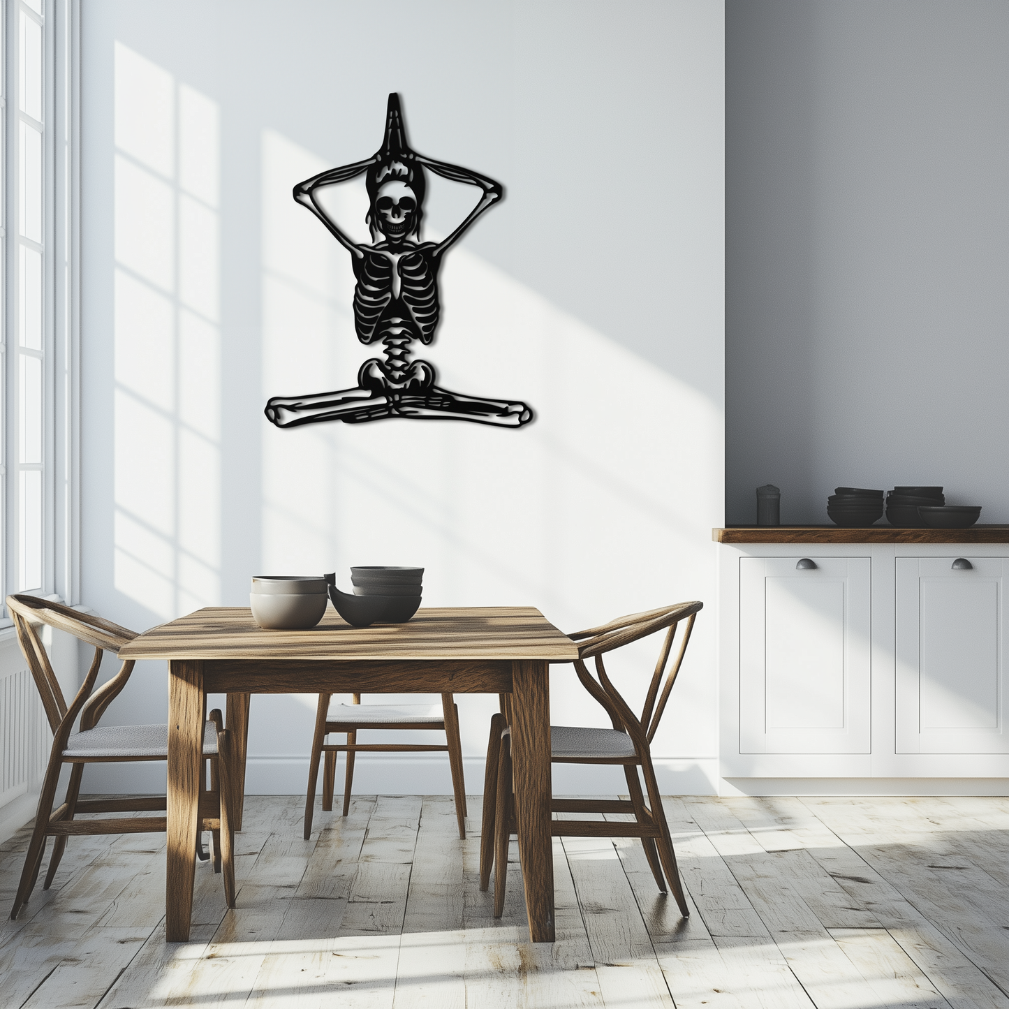 Skeleton Yoga Pose Metal Wall Art