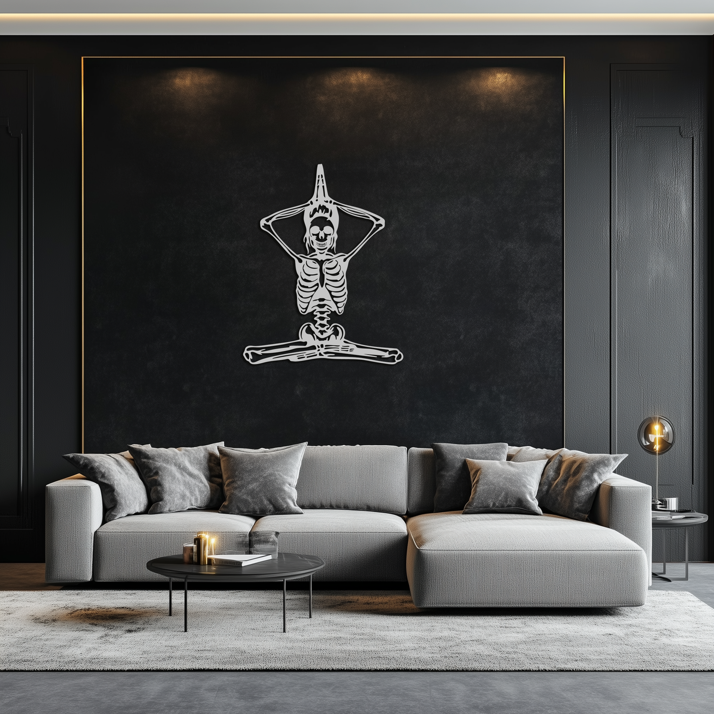 Skeleton Yoga Pose Metal Wall Art