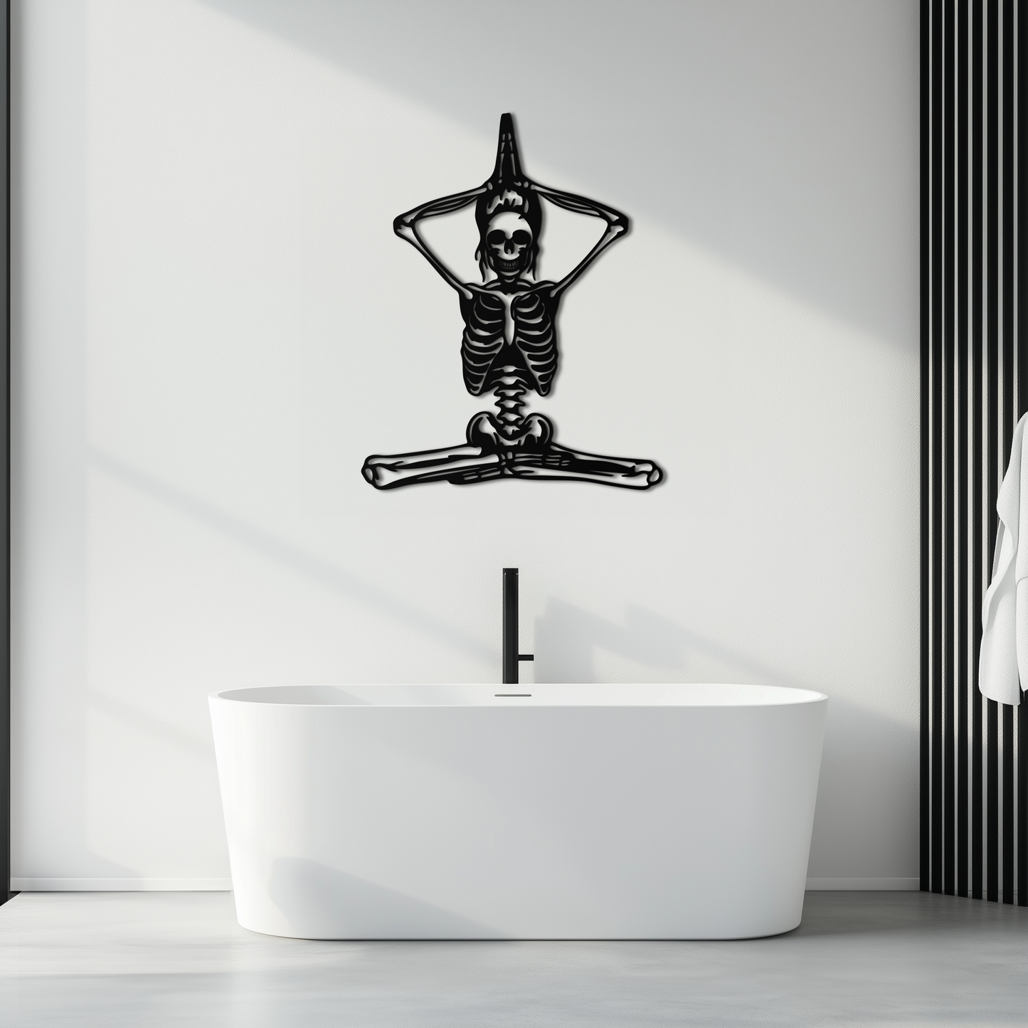 Skeleton Yoga Pose Metal Wall Art