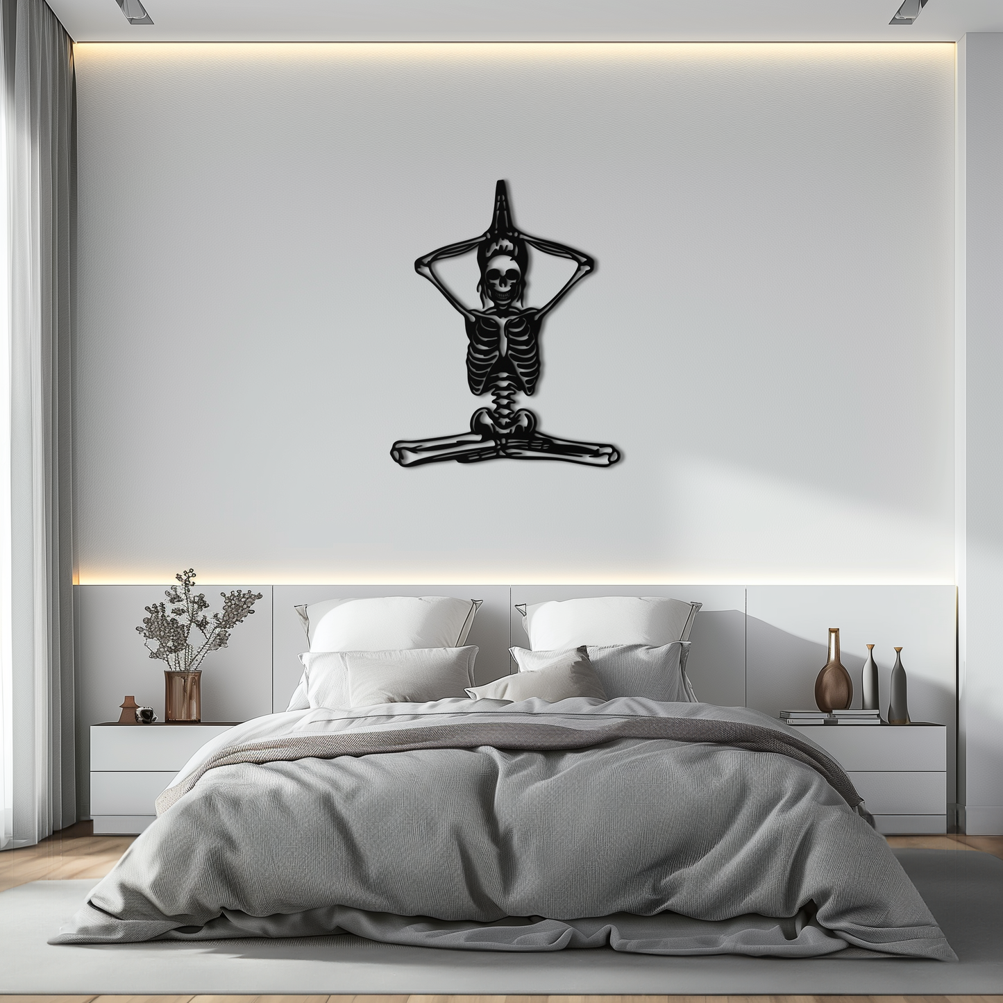 Skeleton Yoga Pose Metal Wall Art