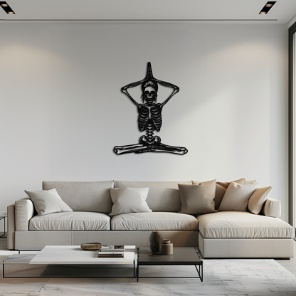 Skeleton Yoga Pose Metal Wall Art
