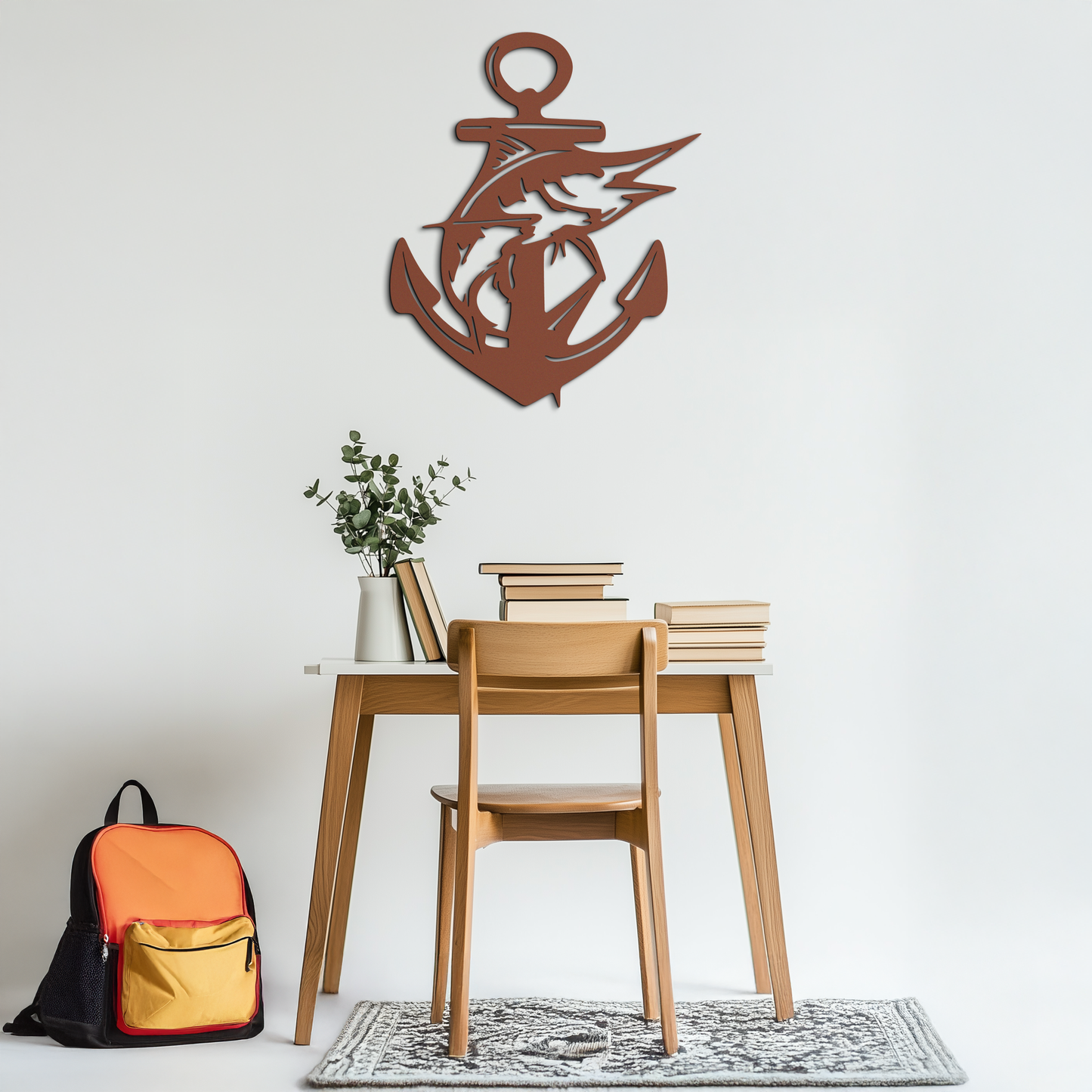 Anchor and Fish Metal Wall Art - Nautical Coastal Decor
