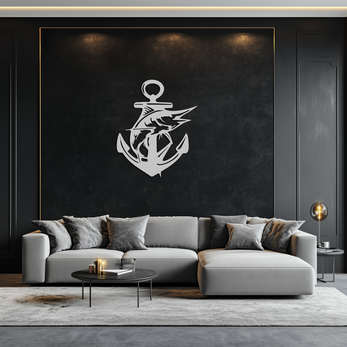 Anchor and Fish Metal Wall Art - Nautical Coastal Decor