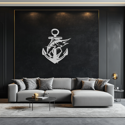 Anchor and Fish Metal Wall Art - Nautical Coastal Decor