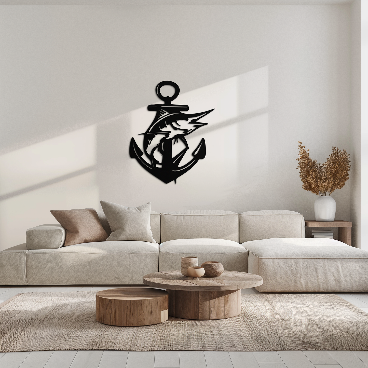 Anchor and Fish Metal Wall Art - Nautical Coastal Decor