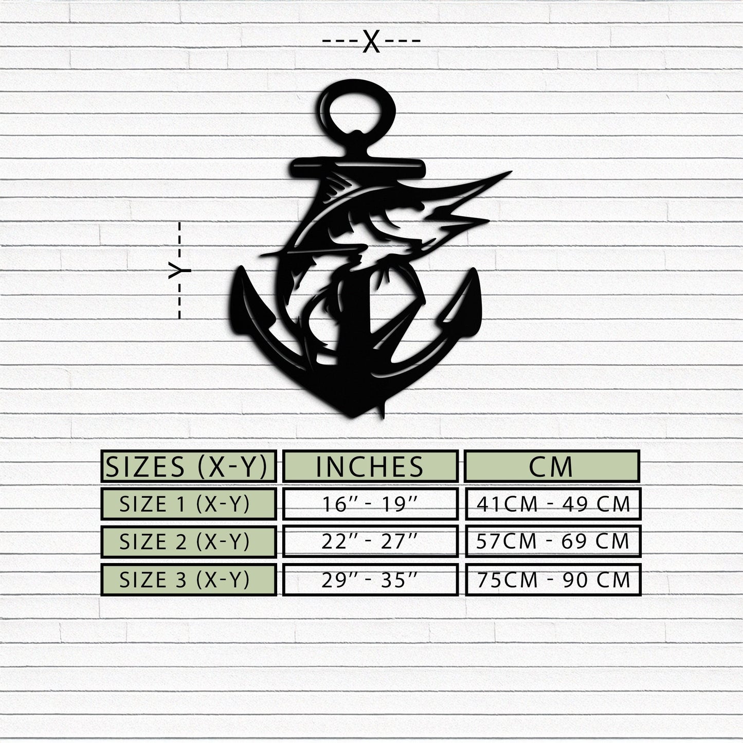 Anchor and Fish Metal Wall Art - Nautical Coastal Decor