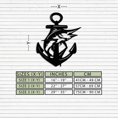 Anchor and Fish Metal Wall Art - Nautical Coastal Decor