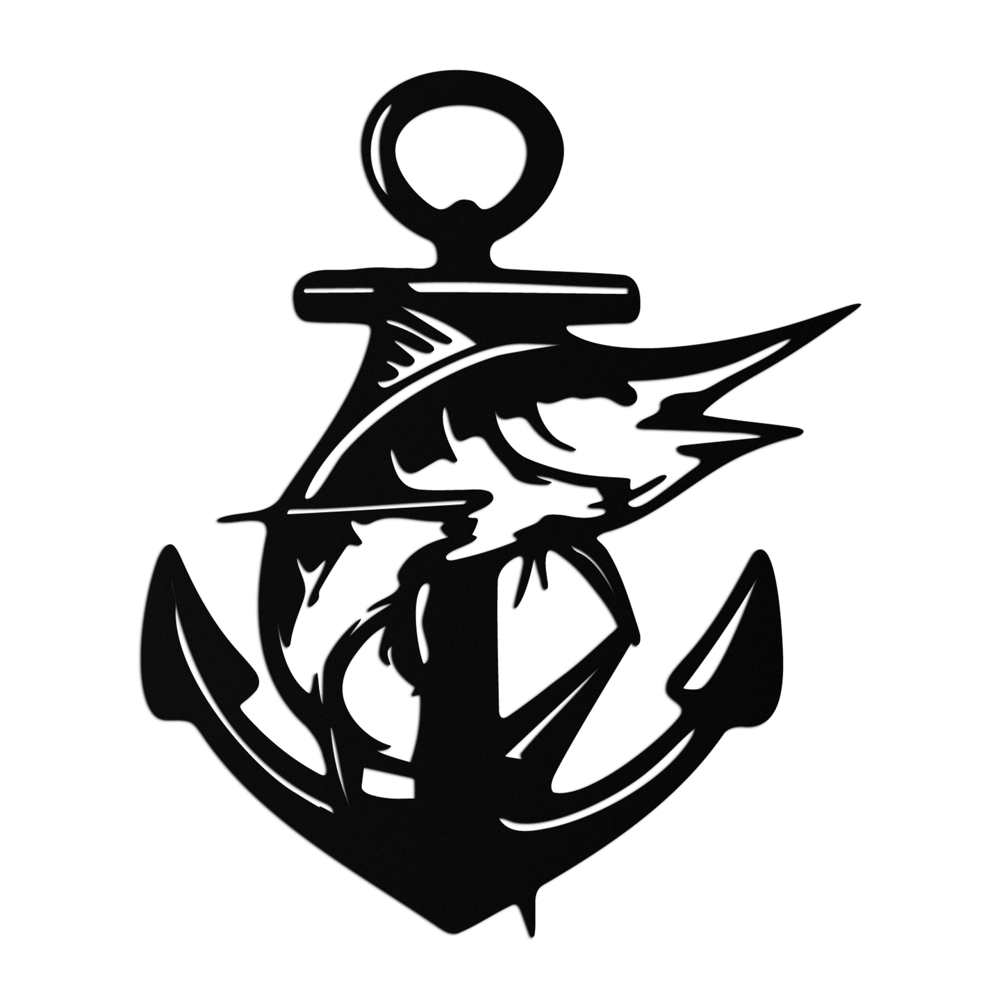 Anchor and Fish Metal Wall Art - Nautical Coastal Decor