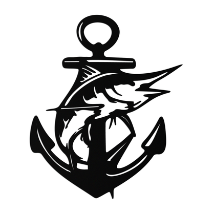 Anchor and Fish Metal Wall Art - Nautical Coastal Decor