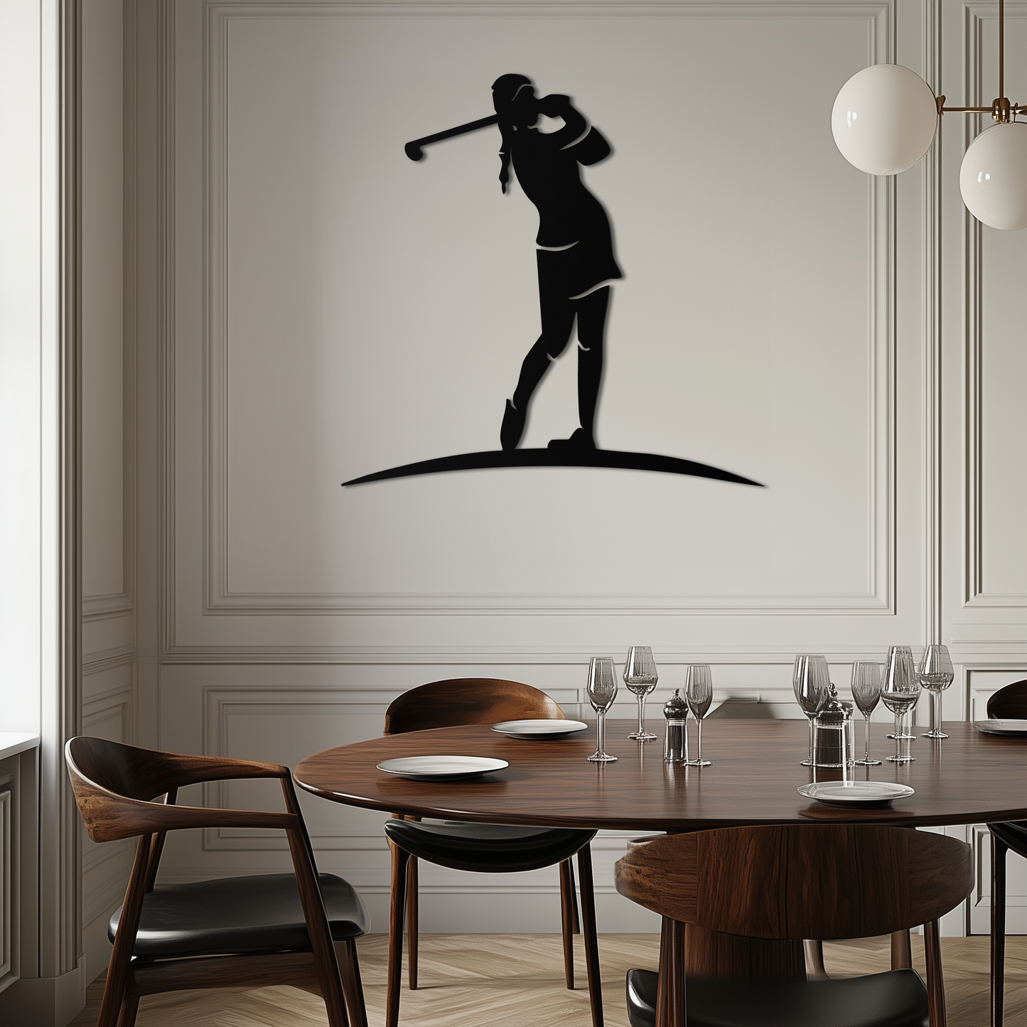 Female Golfer Metal Wall Art