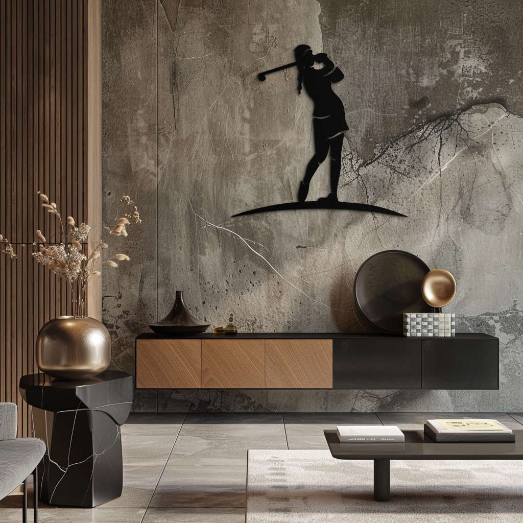 Female Golfer Metal Wall Art