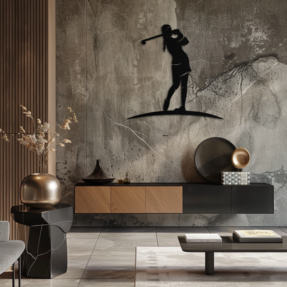 Female Golfer Metal Wall Art