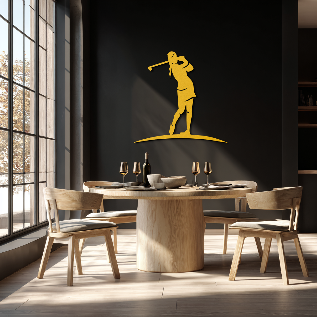 Female Golfer Metal Wall Art