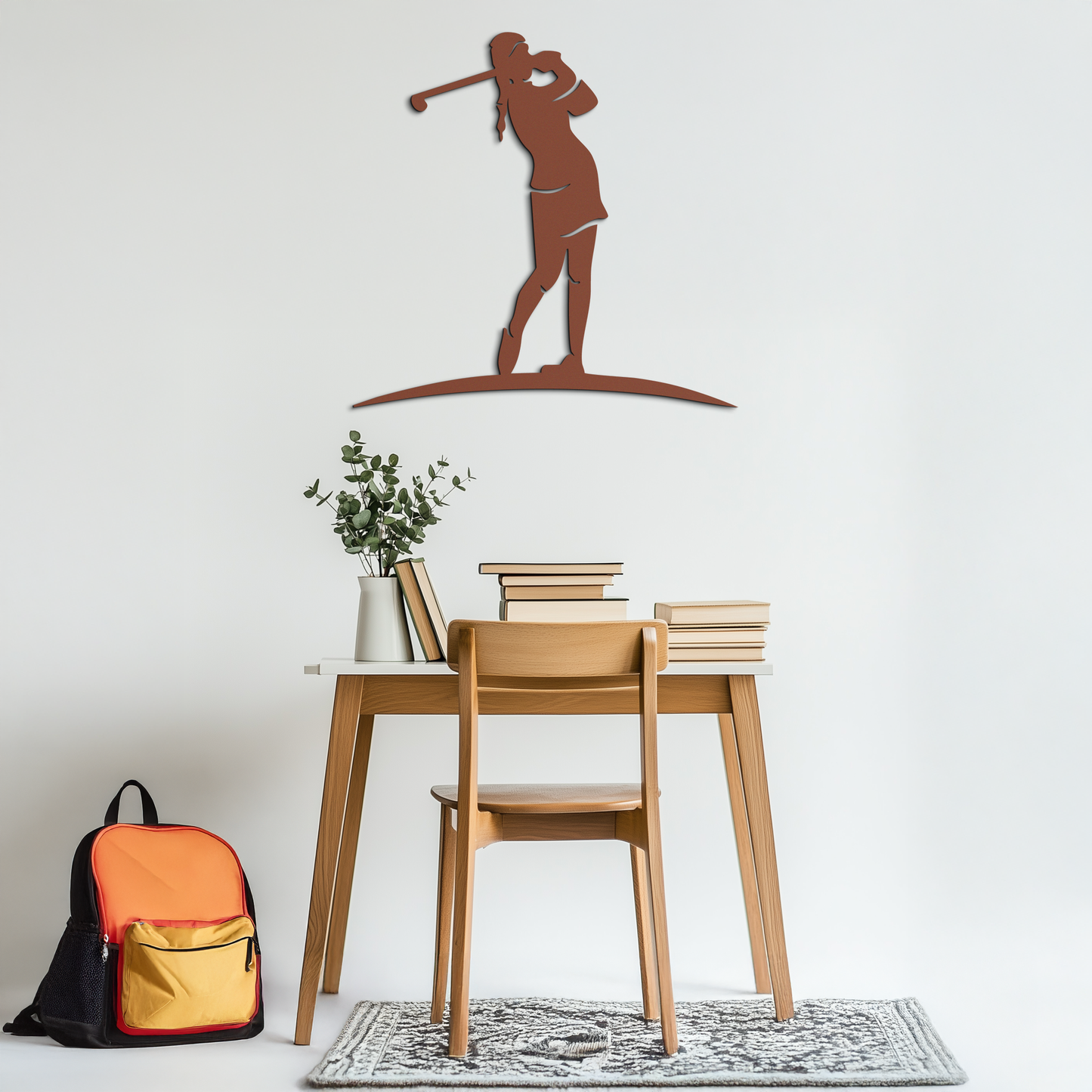 Female Golfer Metal Wall Art