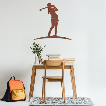 Female Golfer Metal Wall Art