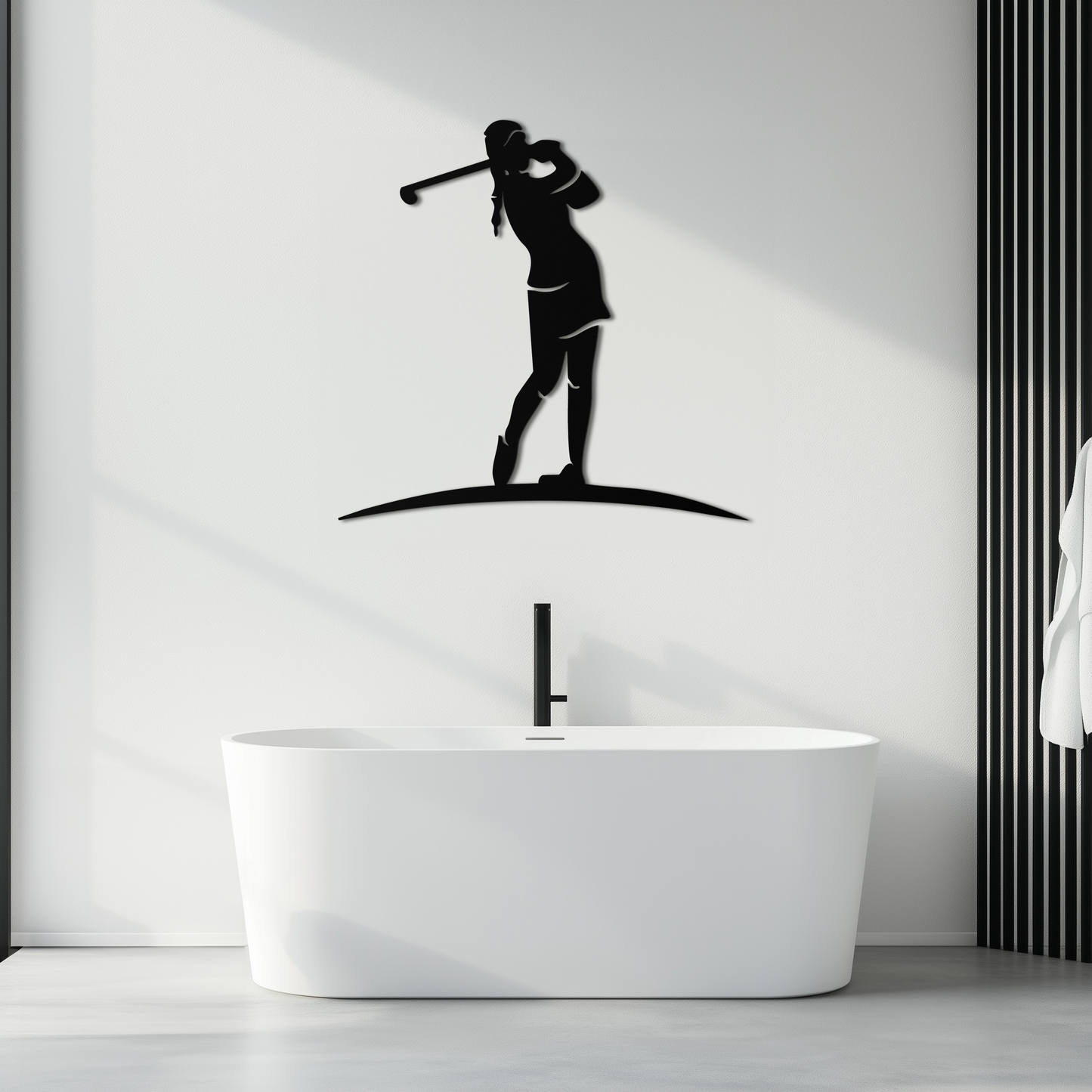 Female Golfer Metal Wall Art