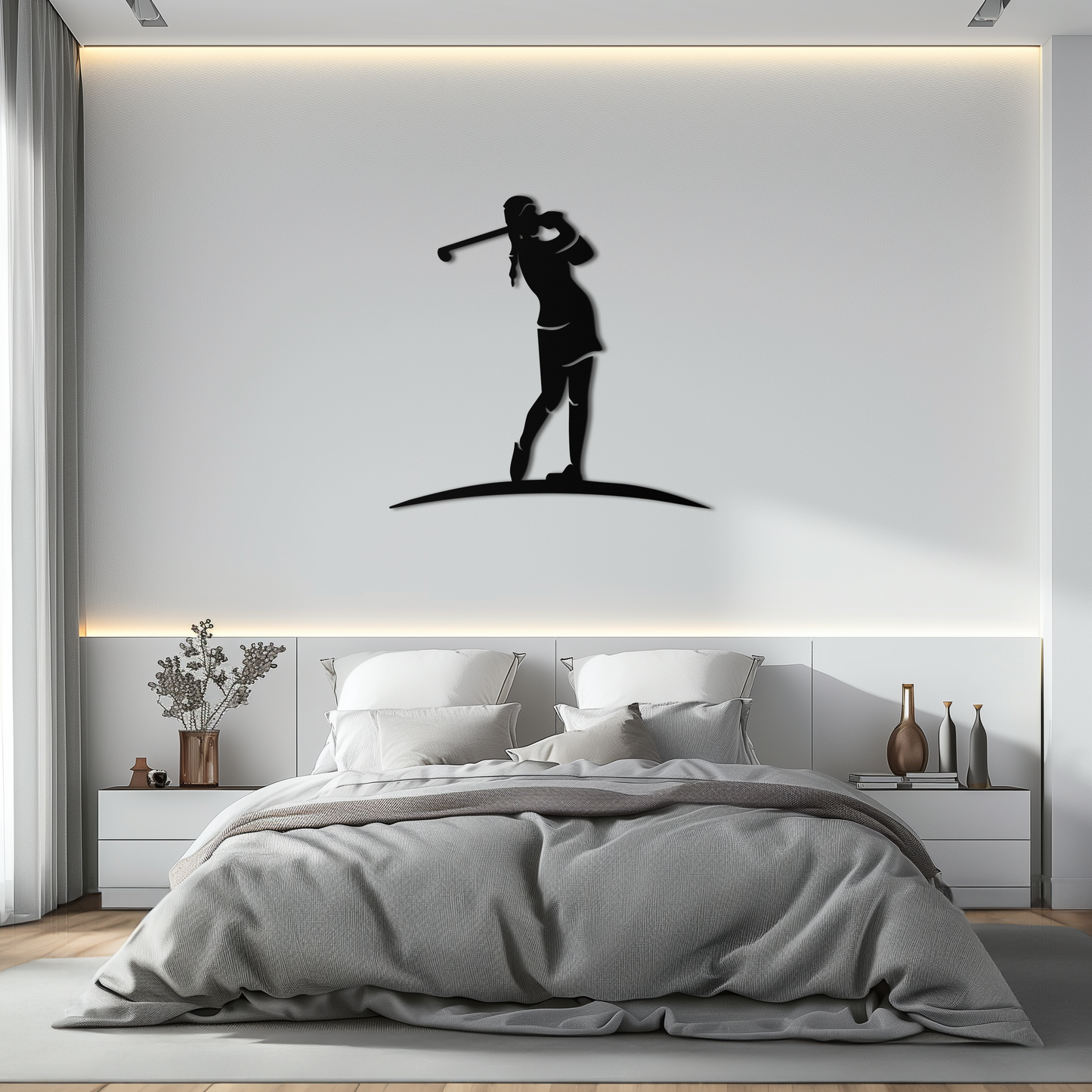 Female Golfer Metal Wall Art