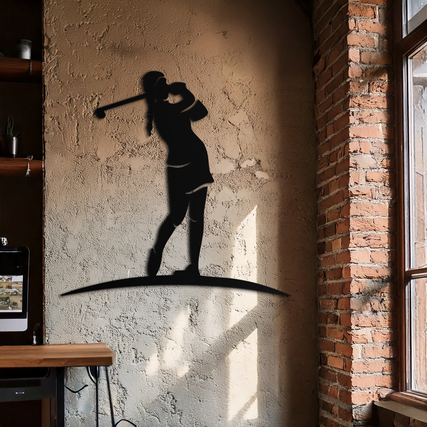 Female Golfer Metal Wall Art