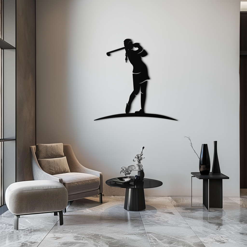 Female Golfer Metal Wall Art