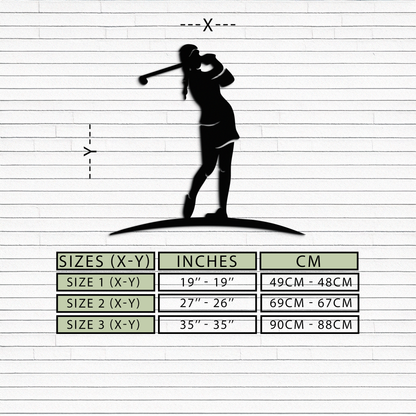 Female Golfer Metal Wall Art