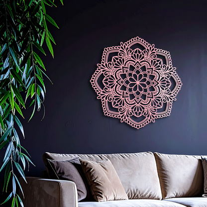 Pink Mandala Metal Wall Art