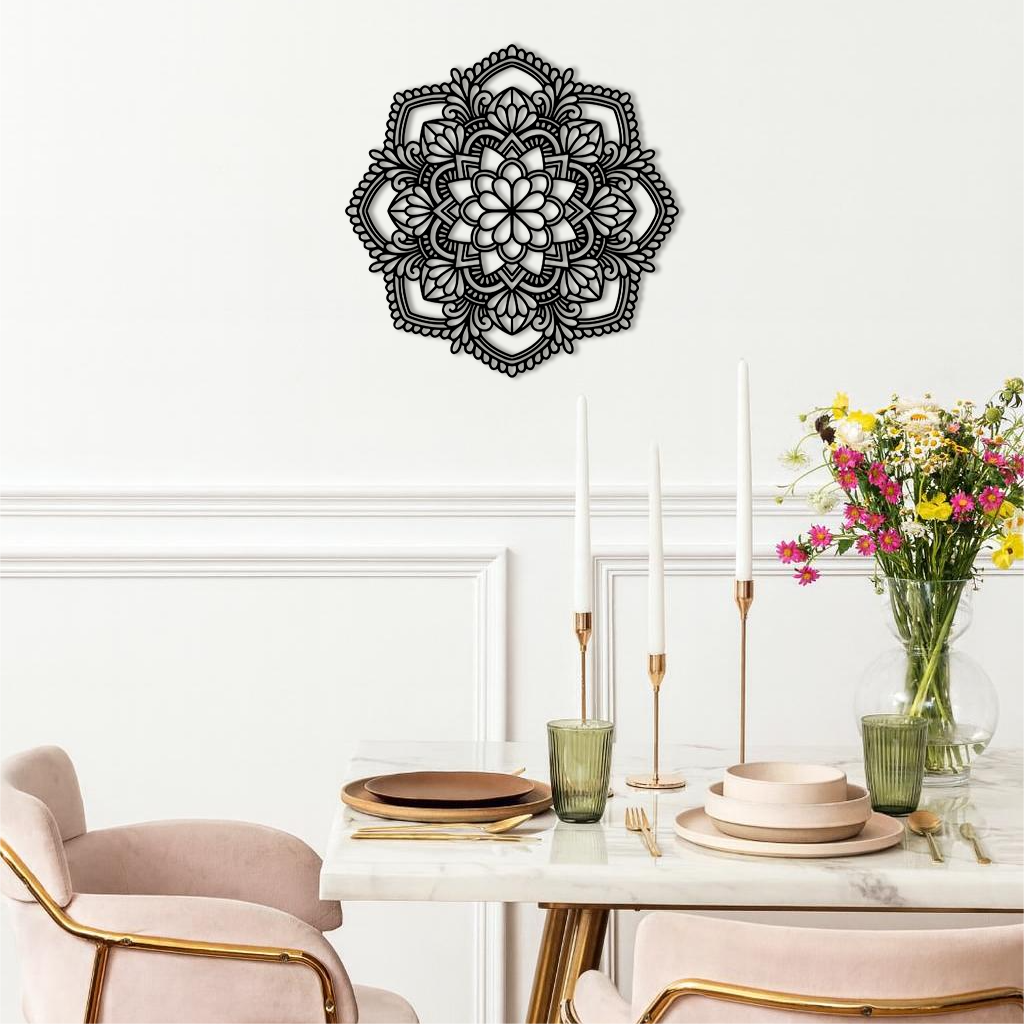 Pink Mandala Metal Wall Art – Intricate Bohemian Design - KAFGP016