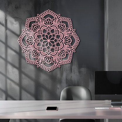 Pink Mandala Metal Wall Art