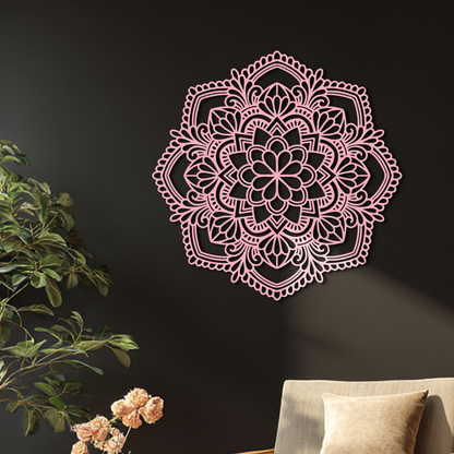 Pink Mandala Metal Wall Art