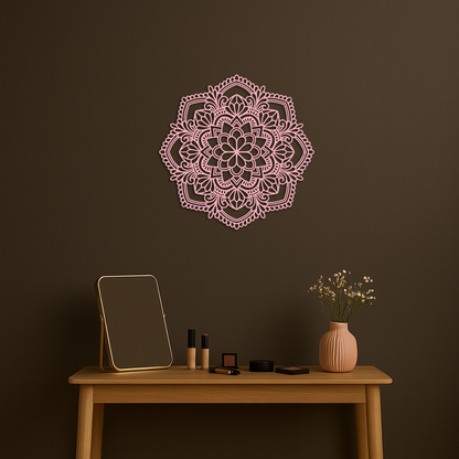 Pink Mandala Metal Wall Art