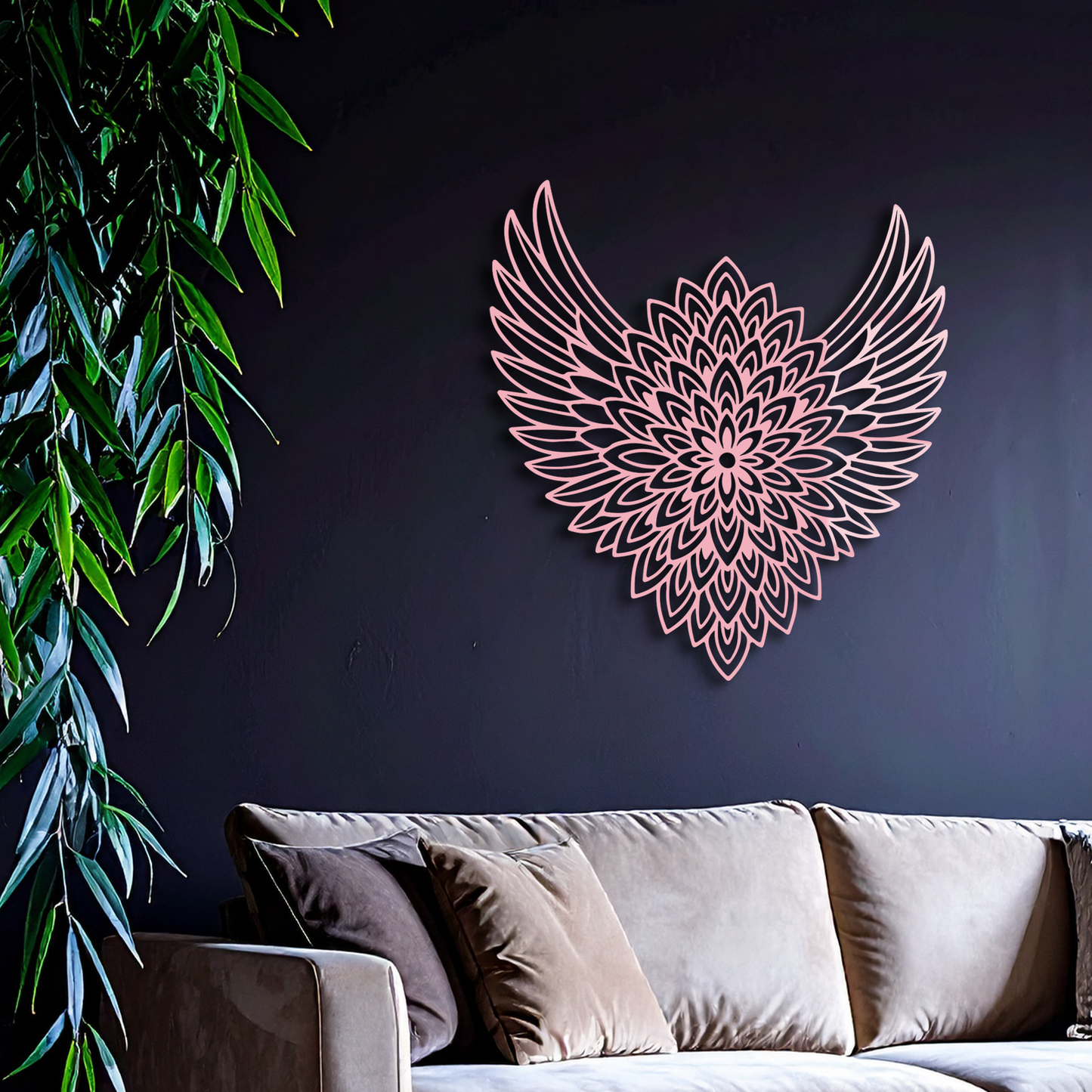Winged Mandala Metal Wall Art