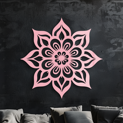 Lotus mandala metal wall art with floral geometric silhouette