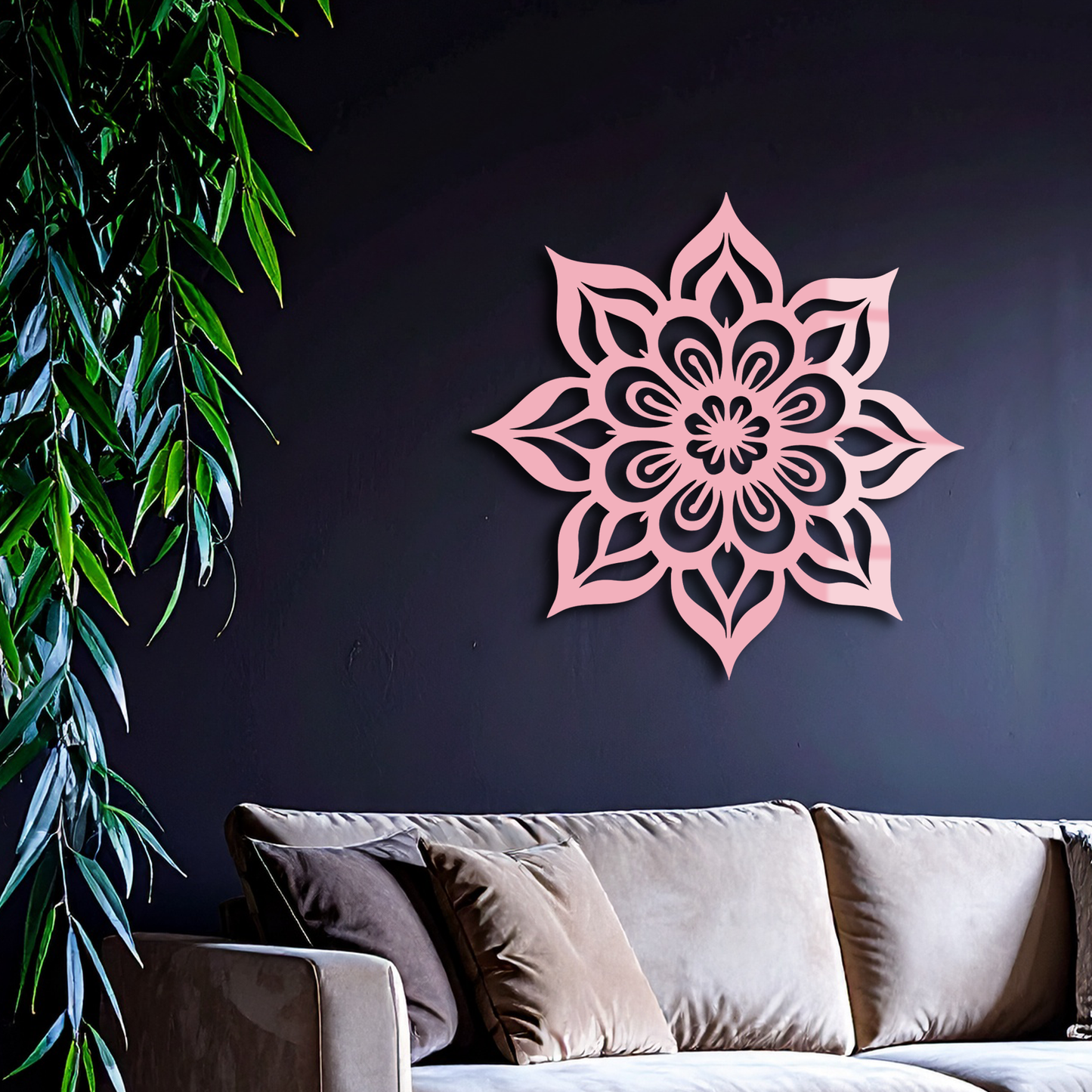 Lotus Mandala Metal Wall Art – Floral Geometric Silhouette - KAFGP059