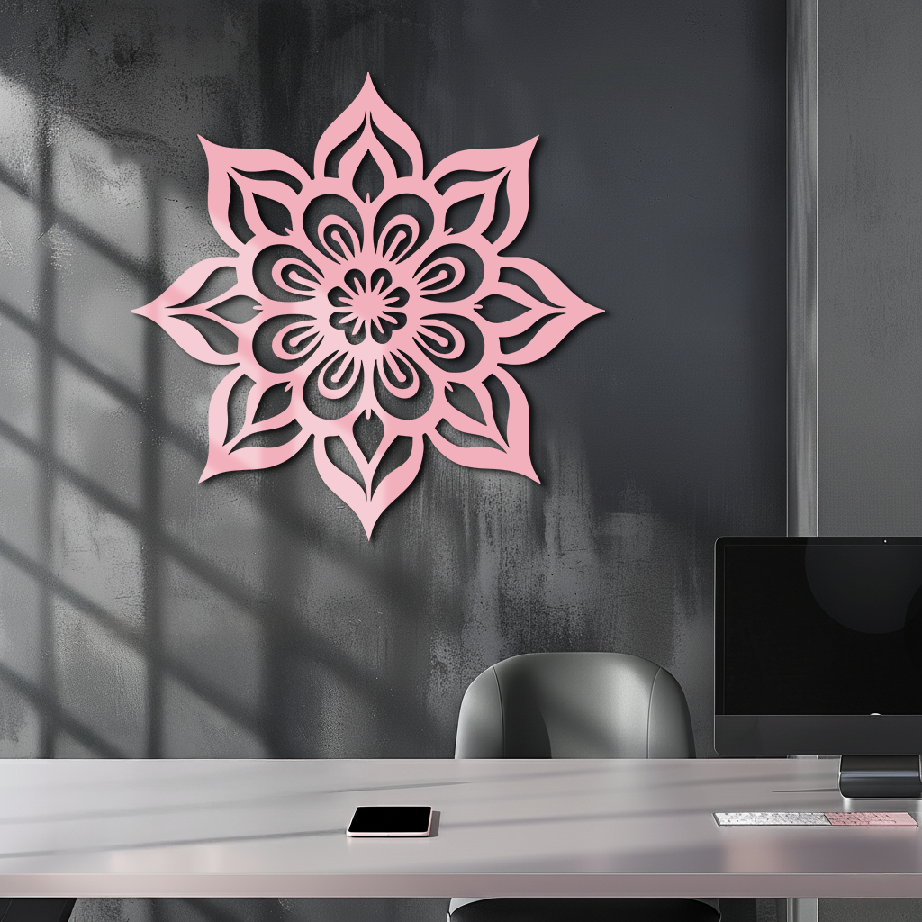 Lotus Mandala Metal Wall Art – Floral Geometric Silhouette - KAFGP059