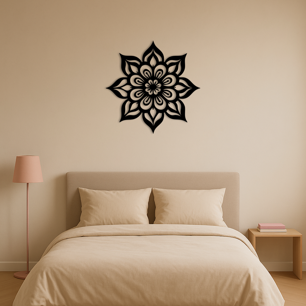 Lotus Mandala Metal Wall Art – Floral Geometric Silhouette - KAFGP059
