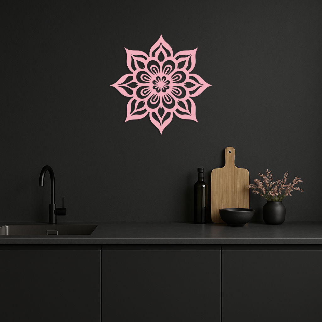 Lotus Mandala Metal Wall Art – Floral Geometric Silhouette - KAFGP059