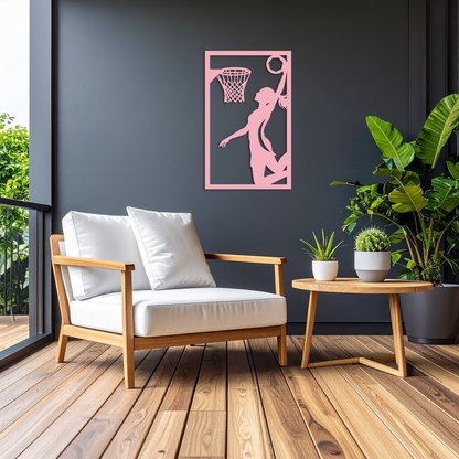 Basketball Girl Silhouette Metal Wall Art