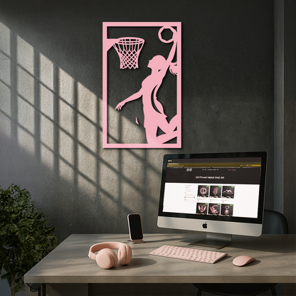 Basketball Girl Silhouette Metal Wall Art