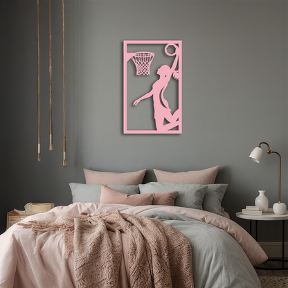 Basketball Girl Silhouette Metal Wall Art