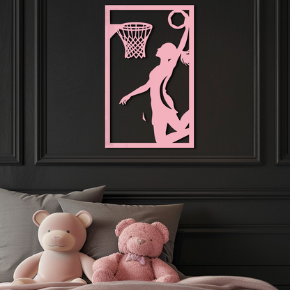 Basketball Girl Silhouette Metal Wall Art